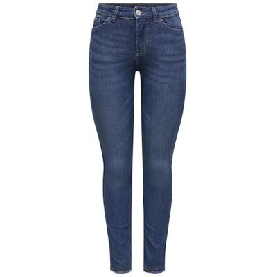 Only Onlhush Mid Waist Sk Rw Ank Dnm Mid Waist Jeans voor dames, Donkerblauw denim S / 34L Only Onlhush Mid Waist Sk Rw Ank Dnm Mid Waist Jeans voor dames, Donkerblauw denim S / 34L