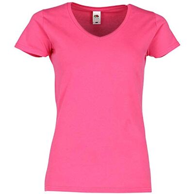 Fruit of the Loom Dames T-shirt met V-hals 150, 100% katoen, nauwsluitend, licht en ademend, V-hals met afneembaar label, zachte stof S Fruit of the Loom Dames T-shirt met V-hals 150, 100% katoen, nauwsluitend, licht en ademend, V-hals met afneembaar label, zachte stof S