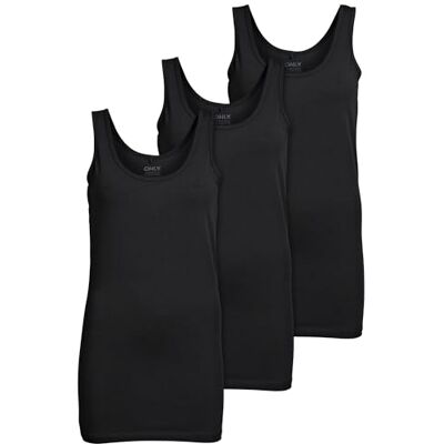 Only 3-pack dames bovenstuk Basic Tank Tops wit, zwart, grijs, blauw, crème vrouwen shirt lang zomer Shirts Top 15201465 XS Only 3-pack dames bovenstuk Basic Tank Tops wit, zwart, grijs, blauw, crème vrouwen shirt lang zomer Shirts Top 15201465 XS