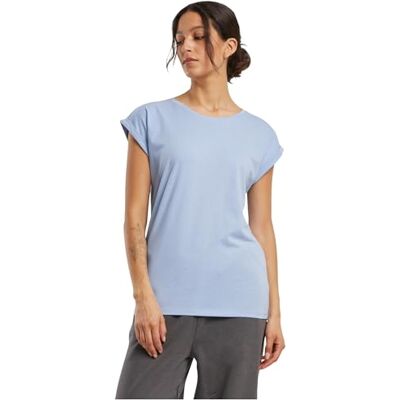 Build Your Brand By021-Dames Extended Shoulder Tee Dames T-shirt met blote schouders (1 stuk), Poederblauw., L L Build Your Brand By021-Dames Extended Shoulder Tee Dames T-shirt met blote schouders (1 stuk), Poederblauw., L L