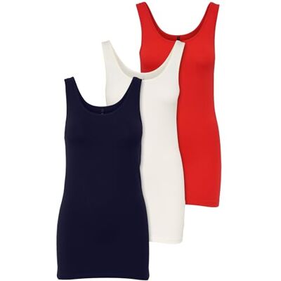 Only 3-pack dames bovenstuk Basic Tank Tops wit, zwart, grijs, blauw, crème vrouwen shirt lang zomer Shirts Top 15201465 M Only 3-pack dames bovenstuk Basic Tank Tops wit, zwart, grijs, blauw, crème vrouwen shirt lang zomer Shirts Top 15201465 M