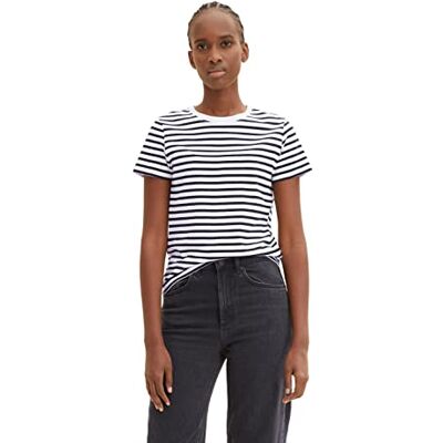 TOM TAILOR Denim Dames T-shirt 1035867, 31641 wit zwart streep, L L TOM TAILOR Denim Dames T-shirt 1035867, 31641 wit zwart streep, L L
