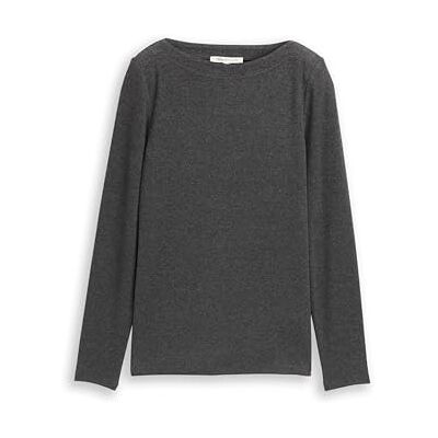 TOM TAILOR Denim 1039801 T-shirt met lange mouwen voor dames, 10522 Shale Grey Melange, XXL XXL TOM TAILOR Denim 1039801 T-shirt met lange mouwen voor dames, 10522 Shale Grey Melange, XXL XXL