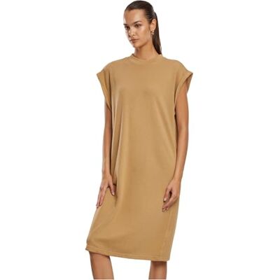 Urban Classics Lichte badstof jurk voor dames, damesjurk, Effen beige, XS XS Urban Classics Lichte badstof jurk voor dames, damesjurk, Effen beige, XS XS