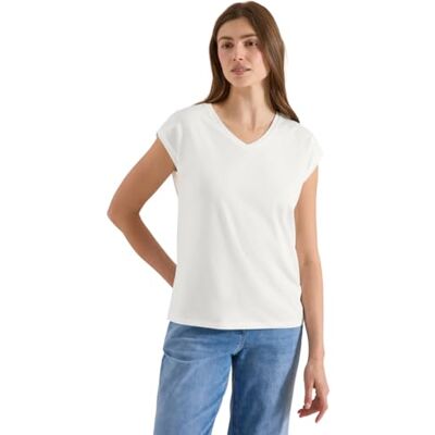 Cecil 3230262 schoudervrij T-shirt met V-hals voor dames (1 stuk), Vanille-wit S Cecil 3230262 schoudervrij T-shirt met V-hals voor dames (1 stuk), Vanille-wit S