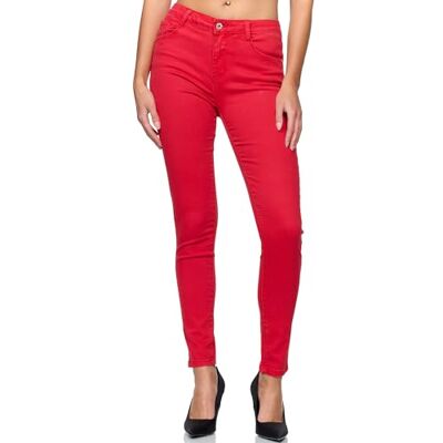 Elara Chunkyrayan Damesbroek Elastische Skinny Jeans, Parijs rood 42 Slim Elara Chunkyrayan Damesbroek Elastische Skinny Jeans, Parijs rood 42 Slim