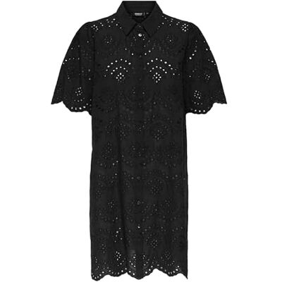 Only Onlvalais S/S Dress Wvn Noos Elegante jurk met geweven details voor lente/zomer dames (1 stuk), zwart., L L Only Onlvalais S/S Dress Wvn Noos Elegante jurk met geweven details voor lente/zomer dames (1 stuk), zwart., L L