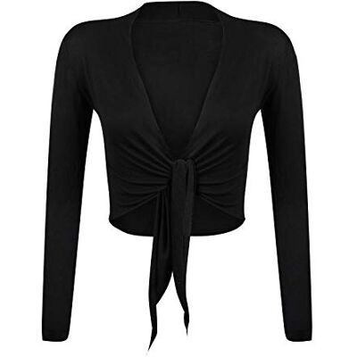 Gloop Bolero, mooie, elegante damesjas, lange mouwen, bolero-strik, zwart. M Gloop Bolero, mooie, elegante damesjas, lange mouwen, bolero-strik, zwart. M