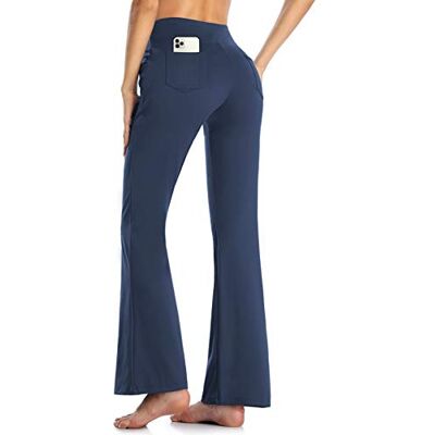MOVE BEYOND Boterzachte dames bootcut yogabroek en 3/4-broek met 4 zakken buikcontrole workout bootleg werkbroek L MOVE BEYOND Boterzachte dames bootcut yogabroek en 3/4-broek met 4 zakken buikcontrole workout bootleg werkbroek L