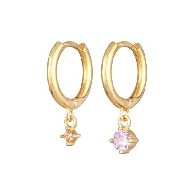 Elli Creolen voor dames met gouden solitaire hanger met kristallen Elli Creolen voor dames met gouden solitaire hanger met kristallen