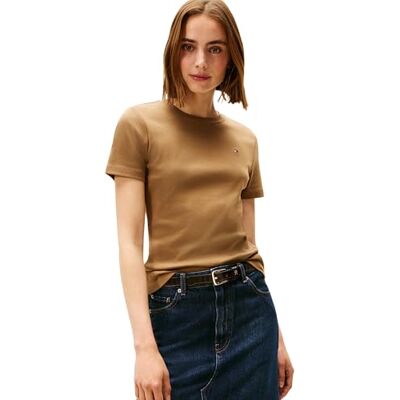 Tommy Hilfiger Dames Cody T-shirt met korte mouwen en ronde hals Bruin (Hunter Brown), M M Tommy Hilfiger Dames Cody T-shirt met korte mouwen en ronde hals Bruin (Hunter Brown), M M