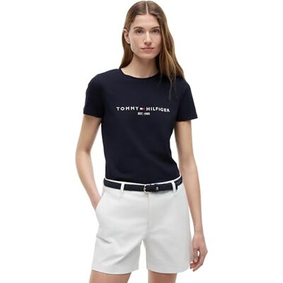 Tommy Hilfiger Heritage Hilfiger C-nk Reg Tee Mesh-tops S/S dames, Marine. Tommy Hilfiger Heritage Hilfiger C-nk Reg Tee Mesh-tops S/S dames, Marine.