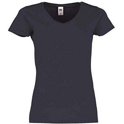 Fruit of the Loom Dames T-shirt met V-hals 150, 100% katoen, nauwsluitend, licht en ademend, V-hals met afneembaar label, zachte stof S Fruit of the Loom Dames T-shirt met V-hals 150, 100% katoen, nauwsluitend, licht en ademend, V-hals met afneembaar label, zachte stof S
