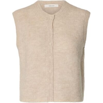 SELECTED WOMEN Slflulu Sl Button O-Neck Vest Noos, Berk, L L SELECTED WOMEN Slflulu Sl Button O-Neck Vest Noos, Berk, L L