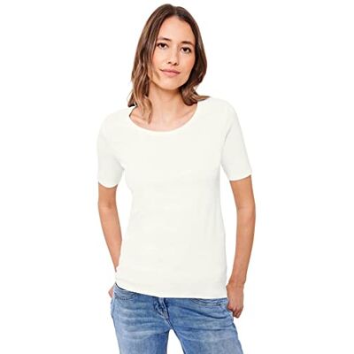 Cecil B317515 Basic T-shirt van katoen voor dames, Vanilla Wit M Cecil B317515 Basic T-shirt van katoen voor dames, Vanilla Wit M