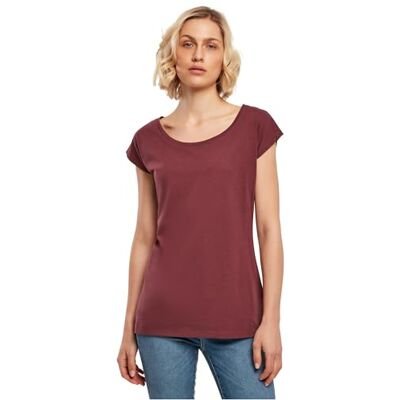 Build Your Brand Dames T-shirt met brede hals, kersen, XL XL Build Your Brand Dames T-shirt met brede hals, kersen, XL XL