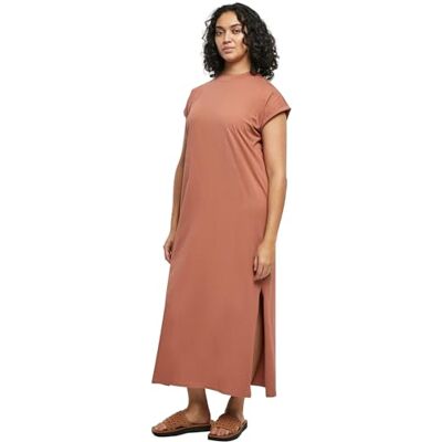Urban Classics Damesjurk met lange verlengde schouder, Terracotta M Urban Classics Damesjurk met lange verlengde schouder, Terracotta M
