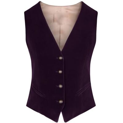 KHASCBNF Gilet pour femme avec col en V, gilet de travail, coupe ajustée, 4 boutons, chaud, sans manches, pour la fête de mariage (violet, taille 3XL) KHASCBNF Gilet pour femme avec col en V, gilet de travail, coupe ajustée, 4 boutons, chaud, sans manches, pour la fête de mariage (violet, taille 3XL)