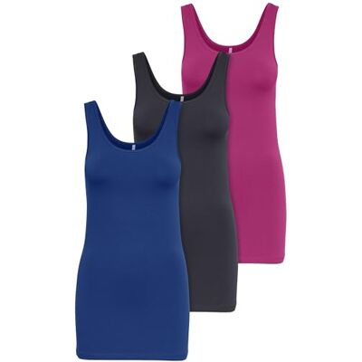 Only 3-pack dames bovenstuk Basic Tank Tops wit, zwart, grijs, blauw, crème vrouwen shirt lang zomer Shirts Top 15201465 XL Only 3-pack dames bovenstuk Basic Tank Tops wit, zwart, grijs, blauw, crème vrouwen shirt lang zomer Shirts Top 15201465 XL
