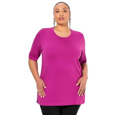 Ulla Popken T-shirt, ronde hals, relaxed, halflange mouwen voor dames, Baai 50-52 Ulla Popken T-shirt, ronde hals, relaxed, halflange mouwen voor dames, Baai 50-52