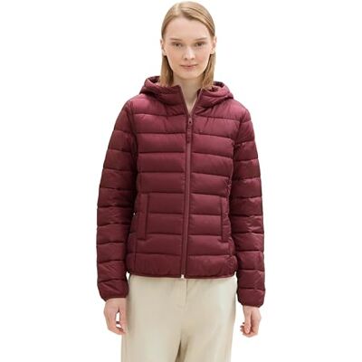 TOM TAILOR Denim Lichte gewatteerde damesjas met capuchon, 35736 Deep Wine Red, S S TOM TAILOR Denim Lichte gewatteerde damesjas met capuchon, 35736 Deep Wine Red, S S