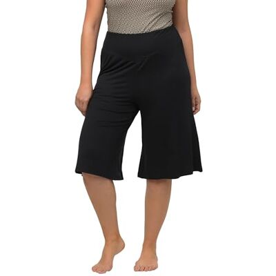 Ulla Popken Bermuda, wijde, rechte pijpen, elastische tailleband, brede en rechte pijpen, elastische tailleband voor dames, zwart. 45W / 32L Ulla Popken Bermuda, wijde, rechte pijpen, elastische tailleband, brede en rechte pijpen, elastische tailleband voor dames, zwart. 45W / 32L