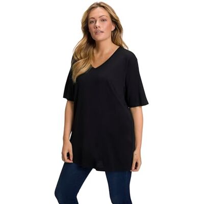 Ulla Popken dames t-shirt T-Shirt, V-Ausschnitt, Schwarz 50-52 Ulla Popken dames t-shirt T-Shirt, V-Ausschnitt, Schwarz 50-52