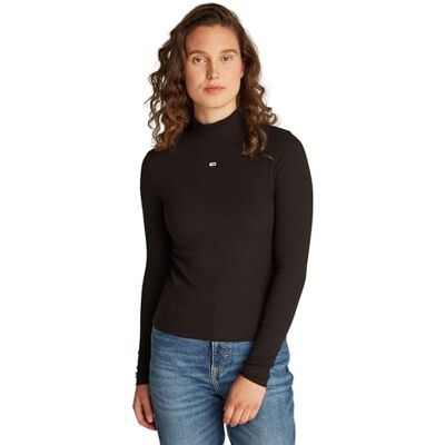 Tommy Jeans Tjw Essential Mock Neck Dw0dw19830 T-shirt L/S dames Tommy Jeans Tjw Essential Mock Neck Dw0dw19830 T-shirt L/S dames