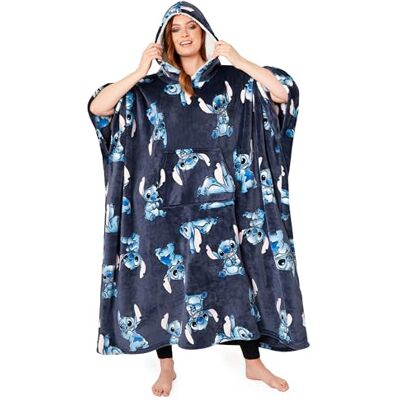 Disney Trui voor dames, Stitch, plaid met mouwen, fleece, sweatshirt, poncho, fleece, oversized, lang, één maat, volwassenen, tieners Eén maat Disney Trui voor dames, Stitch, plaid met mouwen, fleece, sweatshirt, poncho, fleece, oversized, lang, één maat, volwassenen, tieners Eén maat
