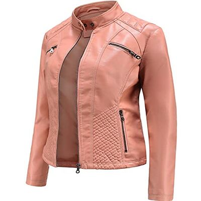 SHADIOA 2021 Leren jas voor vrouwen, ritssluiting, lente, herfst, PU-leer, bikerjack, slanke pasvorm, oversized SHADIOA 2021 Leren jas voor vrouwen, ritssluiting, lente, herfst, PU-leer, bikerjack, slanke pasvorm, oversized