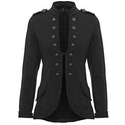 YSU blazer damesjas militaire knopen, maat S t/m 5XL Urban Streetwear, ook voor carnaval, Zwart, XL XL YSU blazer damesjas militaire knopen, maat S t/m 5XL Urban Streetwear, ook voor carnaval, Zwart, XL XL