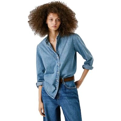 Pepe Jeans Denim blouse voor dames, blauw (Denim-3V3), XS, blauw (Denim-3v3), XS XS Pepe Jeans Denim blouse voor dames, blauw (Denim-3V3), XS, blauw (Denim-3v3), XS XS
