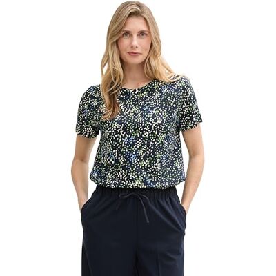 TOM TAILOR 1045534 T-shirt voor dames, 37369 Meerkleurige structuur met stippen marineblauw, XS XS TOM TAILOR 1045534 T-shirt voor dames, 37369 Meerkleurige structuur met stippen marineblauw, XS XS