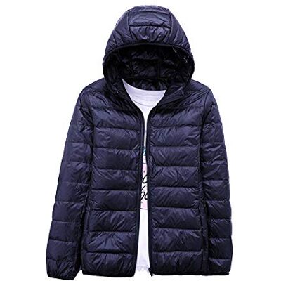DAIHAN Donsjack voor dames met capuchon, licht, warm, winter, donsjas met ritssluiting, slim met lange mouwen, grote maat, dikke jas met ritssluiting, Marinier DAIHAN Donsjack voor dames met capuchon, licht, warm, winter, donsjas met ritssluiting, slim met lange mouwen, grote maat, dikke jas met ritssluiting, Marinier