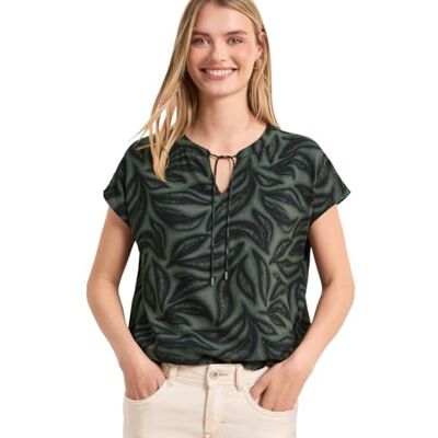 Street One 3413052 Damesblouse met gerookte details (1 stuk), Donkergroen 36 Street One 3413052 Damesblouse met gerookte details (1 stuk), Donkergroen 36