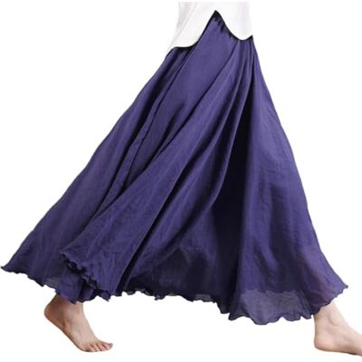BEAUTYLAST Boho rok voor dames, katoen en linnen, elastische taille, lang, vloeiend, casual, zomer, strand, vakantie, Paars. 95CM-Length BEAUTYLAST Boho rok voor dames, katoen en linnen, elastische taille, lang, vloeiend, casual, zomer, strand, vakantie, Paars. 95CM-Length