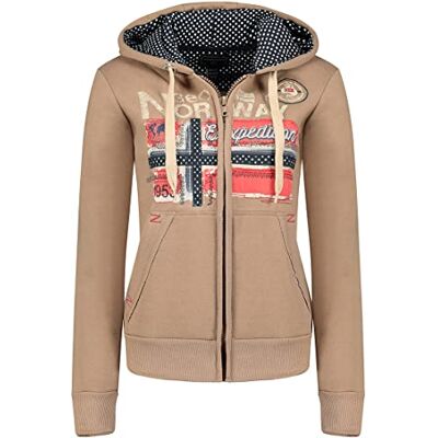 Geographical Norway Farlotte Lady Dameshoodie met ritssluiting en zakken lange mouwen warme top jas dameskleding lente zomer herfst winter seizoen XL Geographical Norway Farlotte Lady Dameshoodie met ritssluiting en zakken lange mouwen warme top jas dameskleding lente zomer herfst winter seizoen XL