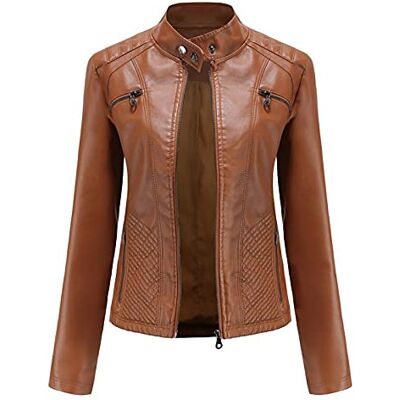 SHADIOA 2021 Leren jas voor vrouwen, ritssluiting, lente, herfst, PU-leer, bikerjack, slanke pasvorm, oversized SHADIOA 2021 Leren jas voor vrouwen, ritssluiting, lente, herfst, PU-leer, bikerjack, slanke pasvorm, oversized