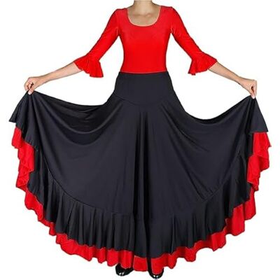 Flamifeel Rok flamenca dans flamenca zigeuner Andalusische zwart/rood volwassen Flamifeel Rok flamenca dans flamenca zigeuner Andalusische zwart/rood volwassen