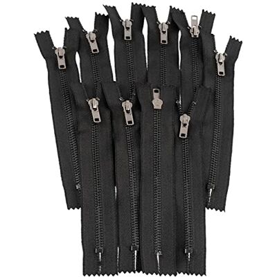 AERZETIX C61495 10 stuks ritssluitingen nr. 4 niet scheidbaar 14 cm metalen ritsen met enkele lus zwart voor lederwaren, decoratie, naaien, jeans, jurk, broek AERZETIX C61495 10 stuks ritssluitingen nr. 4 niet scheidbaar 14 cm metalen ritsen met enkele lus zwart voor lederwaren, decoratie, naaien, jeans, jurk, broek