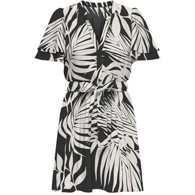 Only Onlnova Life Elite S/S Lenia AOP damesjurk, zwart., XL XL Only Onlnova Life Elite S/S Lenia AOP damesjurk, zwart., XL XL