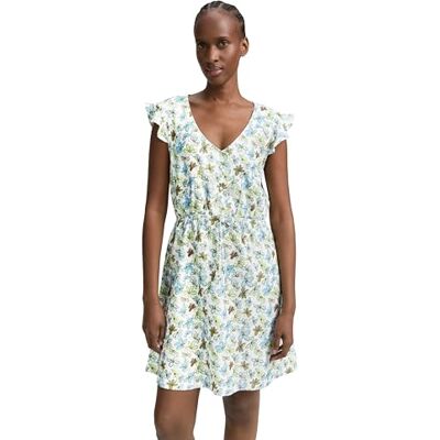 TOM TAILOR Denim 1046638 damesjurk, 37809 Witte, groene, blauwe bloemenprint, S S TOM TAILOR Denim 1046638 damesjurk, 37809 Witte, groene, blauwe bloemenprint, S S