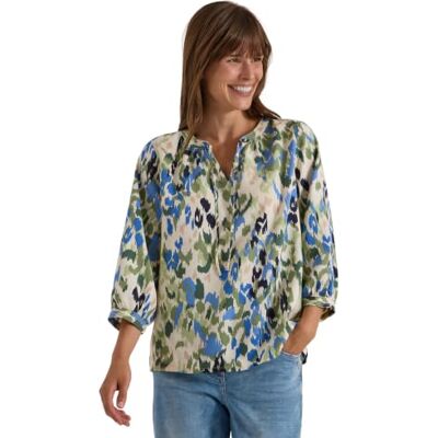 Cecil 3413443 Damesblouse met 3/4 mouwen en ruches en print (1 stuk), beige kasjmier XXL Cecil 3413443 Damesblouse met 3/4 mouwen en ruches en print (1 stuk), beige kasjmier XXL