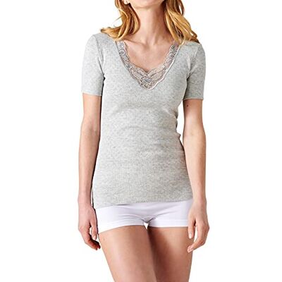 Damart T-shirt met korte mouwen, open mesh, 37174, damesondergoed, grijs., L L Damart T-shirt met korte mouwen, open mesh, 37174, damesondergoed, grijs., L L