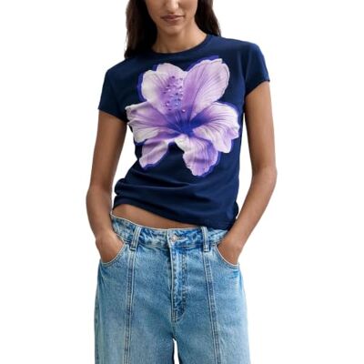 Desigual Ts_yokohama T-shirt voor dames (1 stuk), Blauw XS Desigual Ts_yokohama T-shirt voor dames (1 stuk), Blauw XS