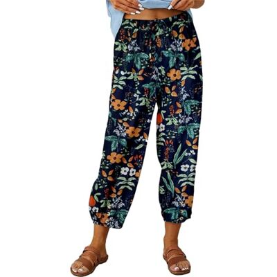 ASKSA Damesbroek, 7/8 broek, wijde pijpen, zomerbroek, licht, casual, linnen, met zakken, Oranje L ASKSA Damesbroek, 7/8 broek, wijde pijpen, zomerbroek, licht, casual, linnen, met zakken, Oranje L