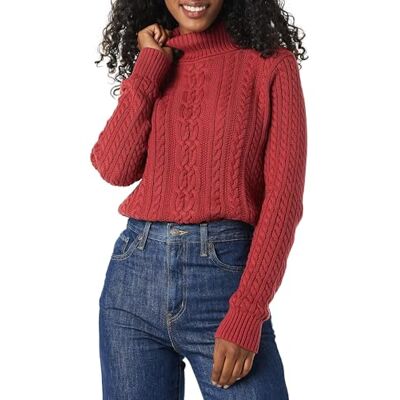 Amazon Essentials Visserstrui met rolkraag voor dames, standaard (verkrijgbaar in grote maten), donkerrood, M M Amazon Essentials Visserstrui met rolkraag voor dames, standaard (verkrijgbaar in grote maten), donkerrood, M M