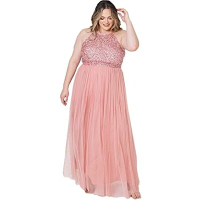 Maya Deluxe Dames-bruidsmeisjesjurk maxi-jurk halster, met pailletten versierde eindejaarsbal bruiloft bruidsmeisjesjurk dames, Bloemen 50 Maya Deluxe Dames-bruidsmeisjesjurk maxi-jurk halster, met pailletten versierde eindejaarsbal bruiloft bruidsmeisjesjurk dames, Bloemen 50