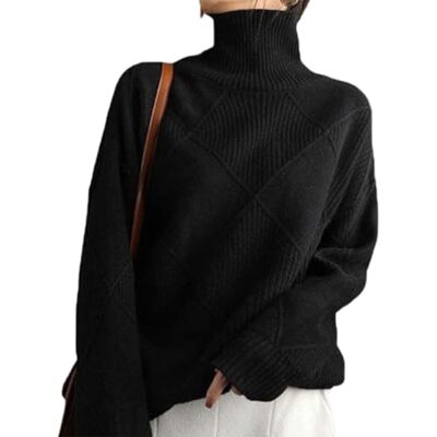 QKCQQTS Kasjmier coltrui voor dames, nieuwe stijl 2024, effen kleur, herfst en winter, losse dikke buitentrui QKCQQTS Kasjmier coltrui voor dames, nieuwe stijl 2024, effen kleur, herfst en winter, losse dikke buitentrui