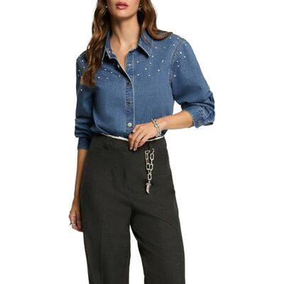 Morgan 252-cbling Damesblouse, Denim Stone 36 Morgan 252-cbling Damesblouse, Denim Stone 36